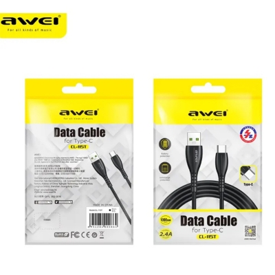 Picture of A-w-e-i CL-115 USB Type C/Lighting/Micro Cable 2.4A Fast Charging Wire Cord Quick Charge elitist-Black