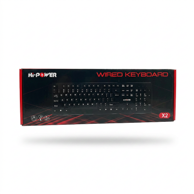 Picture of Hi-Power Wired Keyboard X2, a black USB keyboard designed for computers and laptops-Black
