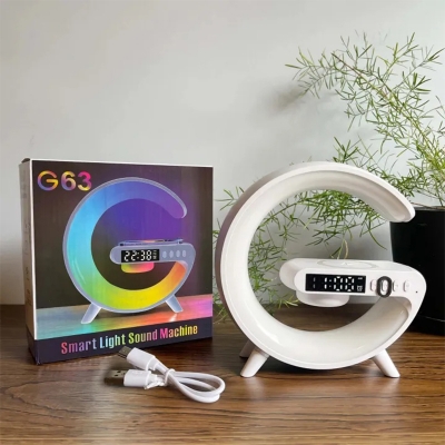 Picture of G63 Smart Light Sound Machine. This device combines several functionalities in one unit, making it a versatile addition to a bedroom or office. -Multicolor