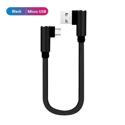 Picture of Two Plus brand data cable specifically an elbow-shaped (angled) data cable for iOS devices, suitable for both charging and data transfer. -Black