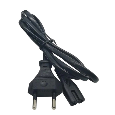 Picture of 2-pin AC power cord, specifically identified as a Sinofair NL-2729 power cable. This type of cable is commonly used for various electronics and appliances. -Black