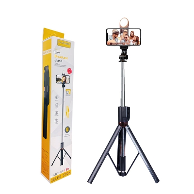 Picture of LIVE-K9 LED Selfie Stick, also known as a Live Broadcast Stand. -Black