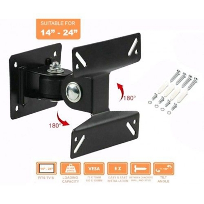 Picture of LCD TV Wall Mount F-01 Stand for 14 Inch to 24 Inch 180 Degree Rotation LED Bracket Power Revolving TV Stand Lindaa-Black