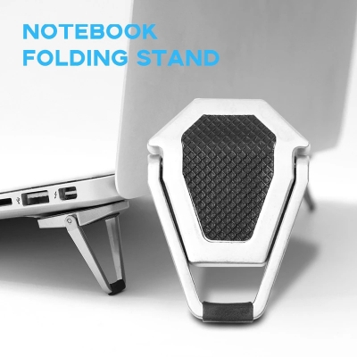 Picture of 1 Pair Mini Metal Foldable Laptop Stand - Zinc Alloy Invisible Cooling Bracket for MacBook/Laptops-Silver