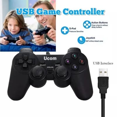 Picture of UCOM PC Dual Vibration Wired Game Controller Gaming Joypad Joystick USB Gamepad Joystick Gamepad Joypad For Win7/ XP For PC Laptop Vibration Gamepads-Black