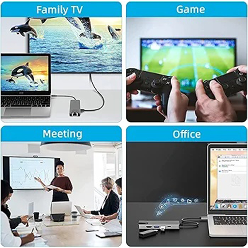 Picture of Typ c  5 in 1 USB C Docking Station with 4K HDMI, RJ45 Ethernet, USB3.0, 100W PD, Compatible with MacBook Pro/Air, IPad Pro, IPad Mini 6, Surface Pro and More Type C Devices-Silver