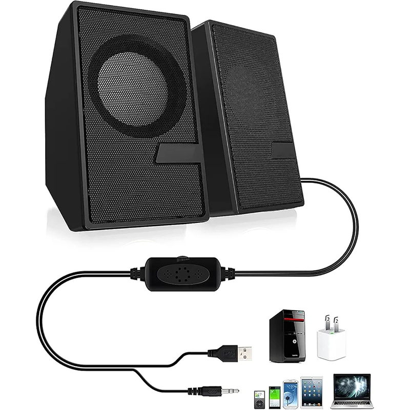 Picture of D7 Mini Speaker system, a portable USB 2.0-channel speaker designed for use with laptops, PCs, MP3 players and other devices-Black