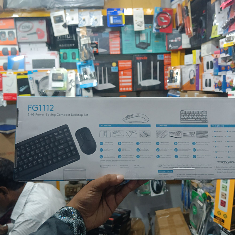 Picture of Abiha FSTYLER FG1112S Wireless Keyboard Mouse , Mouse Combo Set - Silent Clicks Mouse - Black-Black