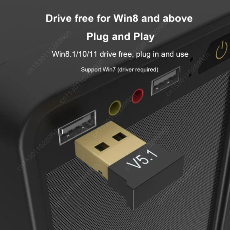 Picture of USB Bluetooth 5.3/5.1/5.0 Adapter Wireless Dongle Adapters Support Computer Laptop For Windows 11/10/8.1 Audio Transmitters-Black