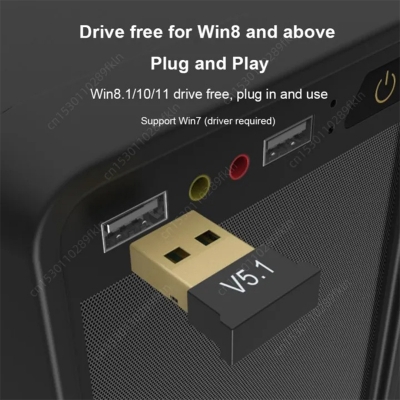Picture of USB Bluetooth 5.3/5.1/5.0 Adapter Wireless Dongle Adapters Support Computer Laptop For Windows 11/10/8.1 Audio Transmitters-Black