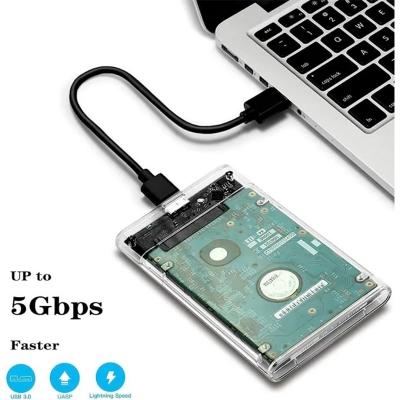 Picture of Transparent USB 3.0 2.5inch SATA HDD ,SSD External Enclosure Mobile Hard Disk Drive Box Case-Multicolor-1TB