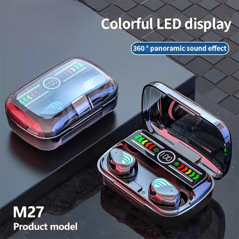 Picture of M27 TWS Wireless Bluetooth 5.3 Earbuds with noise cancelling features waterproof 9D stereo touch control system.-Multicolor