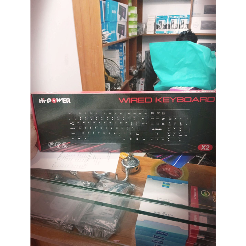 Picture of Hi-Power Wired Keyboard X2, a black USB keyboard designed for computers and laptops-Black