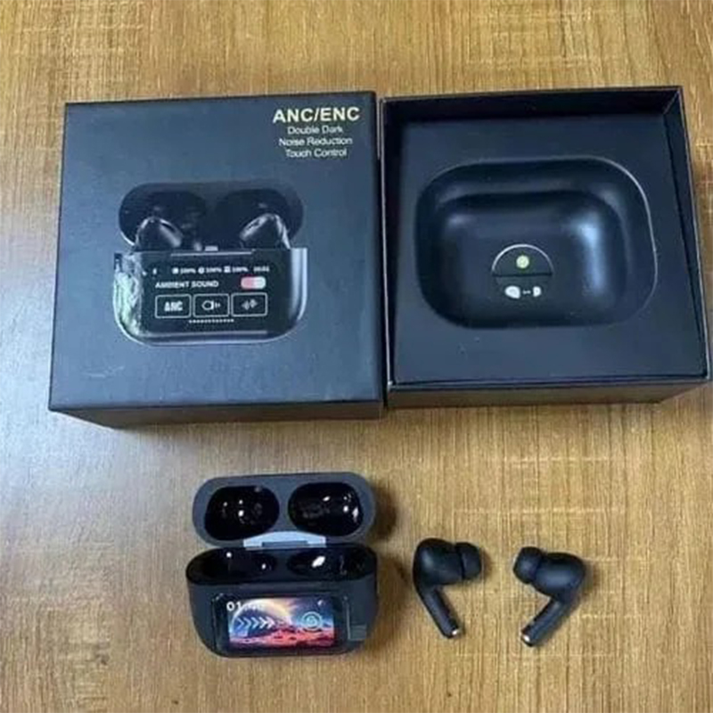 Picture of AirPods Pro 2nd Generation, highlighting its key features such as ANC/ENC (Active Noise Cancellation/Environmental Noise Cancellation), Double Dark Noise Reduction, and Touch Control-Multicolor