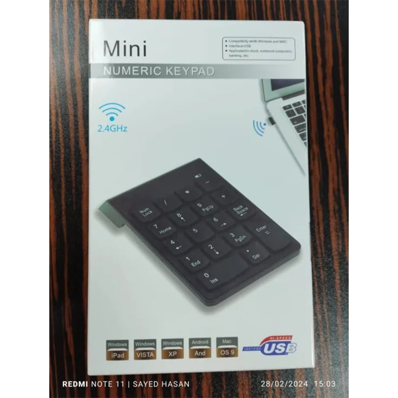Picture of Mini Numeric Keypad, specifically a 2.4GHz wireless version-Black