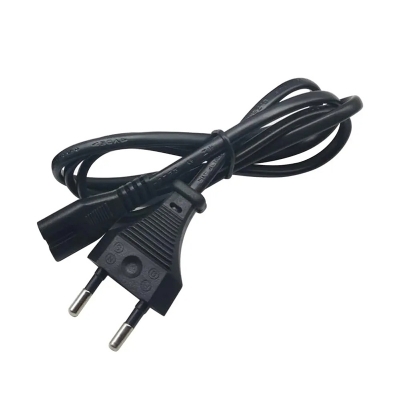 Picture of 2-pin AC power cord, specifically identified as a Sinofair NL-2729 power cable. This type of cable is commonly used for various electronics and appliances. -Black