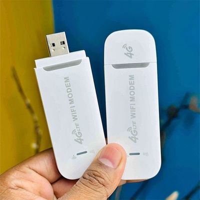 Picture of 3-in-1 LTE 4G USB Modem with a Wi-Fi Hotspot feature. It can function as a 4G modem, a USB Wi-Fi router, and a Wi-Fi hotspot. -White