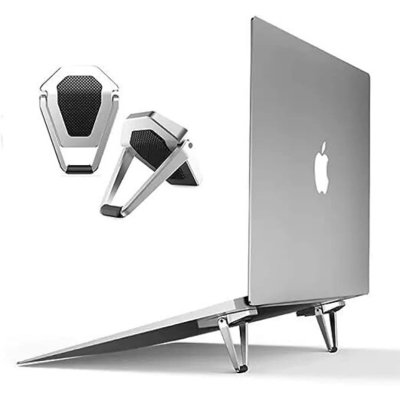 Picture of 1 Pair Mini Metal Foldable Laptop Stand - Zinc Alloy Invisible Cooling Bracket for MacBook/Laptops-Silver