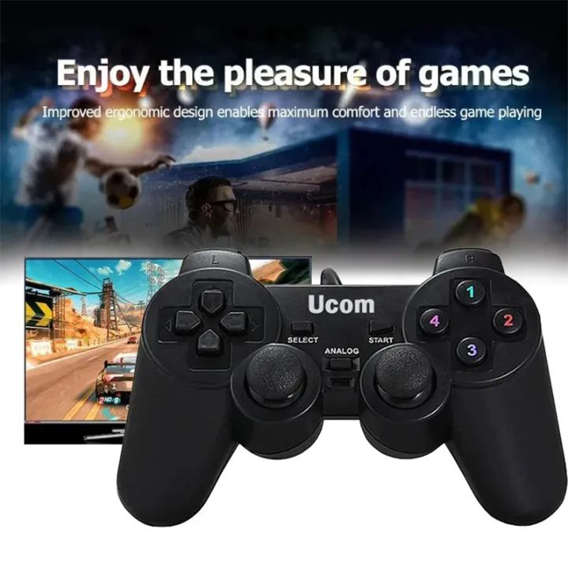 Picture of UCOM PC Dual Vibration Wired Game Controller Gaming Joypad Joystick USB Gamepad Joystick Gamepad Joypad For Win7/ XP For PC Laptop Vibration Gamepads-Black