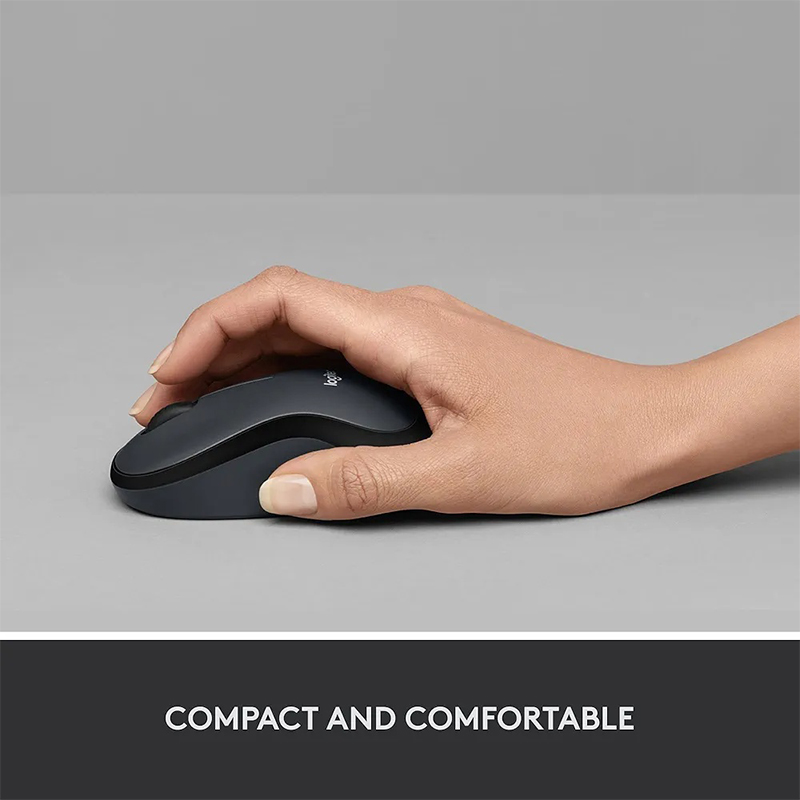Picture of M220 Wireless Mouse, Silent Buttons, 2.4 GHz with USB Mini Receiver, 1000 DPI Optical Tracking, 18-Month Battery Life, Ambidextrous PC/Mac/Laptop - Charcoal Grey-Black