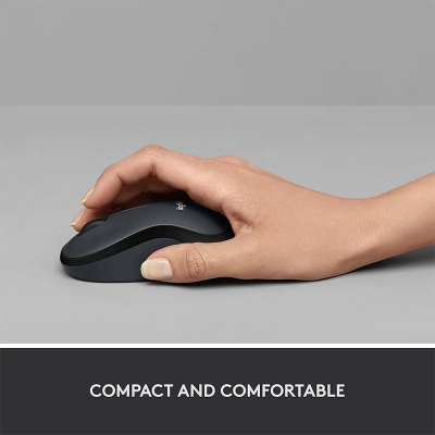 Picture of M220 Wireless Mouse, Silent Buttons, 2.4 GHz with USB Mini Receiver, 1000 DPI Optical Tracking, 18-Month Battery Life, Ambidextrous PC/Mac/Laptop - Charcoal Grey-Black