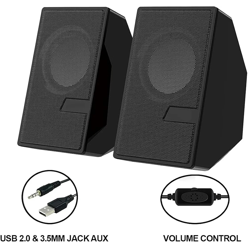 Picture of D7 Mini Speaker system, a portable USB 2.0-channel speaker designed for use with laptops, PCs, MP3 players and other devices-Black