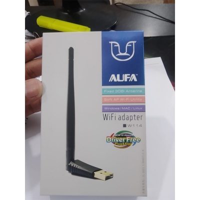 Picture of AUFA W114 WiFi adapter, a device that allows computers to connect to wireless networks-Black