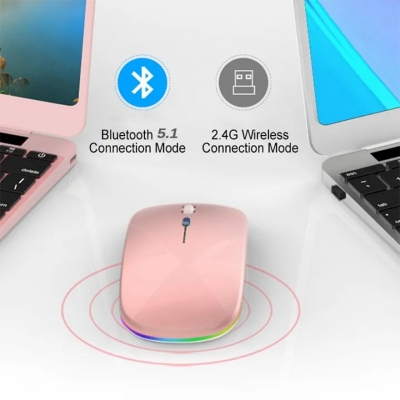 Picture of Wireless Mouse 2.4Ghz Bluetooth Rechargeable Mouse Silent LED Backlit USB Gaming Mouse 1600DPI Mice for Compter PC Laptop