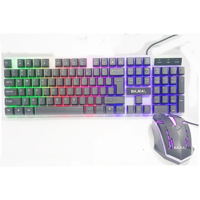 Picture of BAJEAL T350 Luminous USB Keyboard & Mouse SetComputer Gaming Mechanical Feel Floating Rainbow Backlight-Multicolor