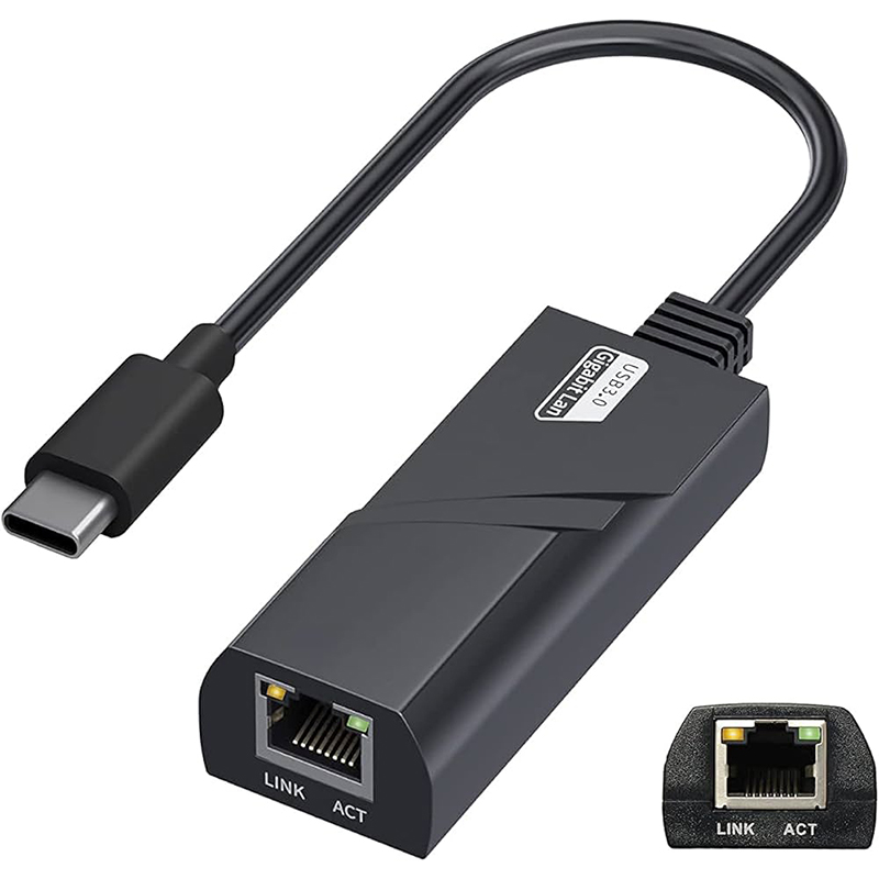 Picture of USB 3.0 Type-C to RJ45 LAN Card non gigabyte 100  Ethernet Hub Adaptor-Silver-Multicolor