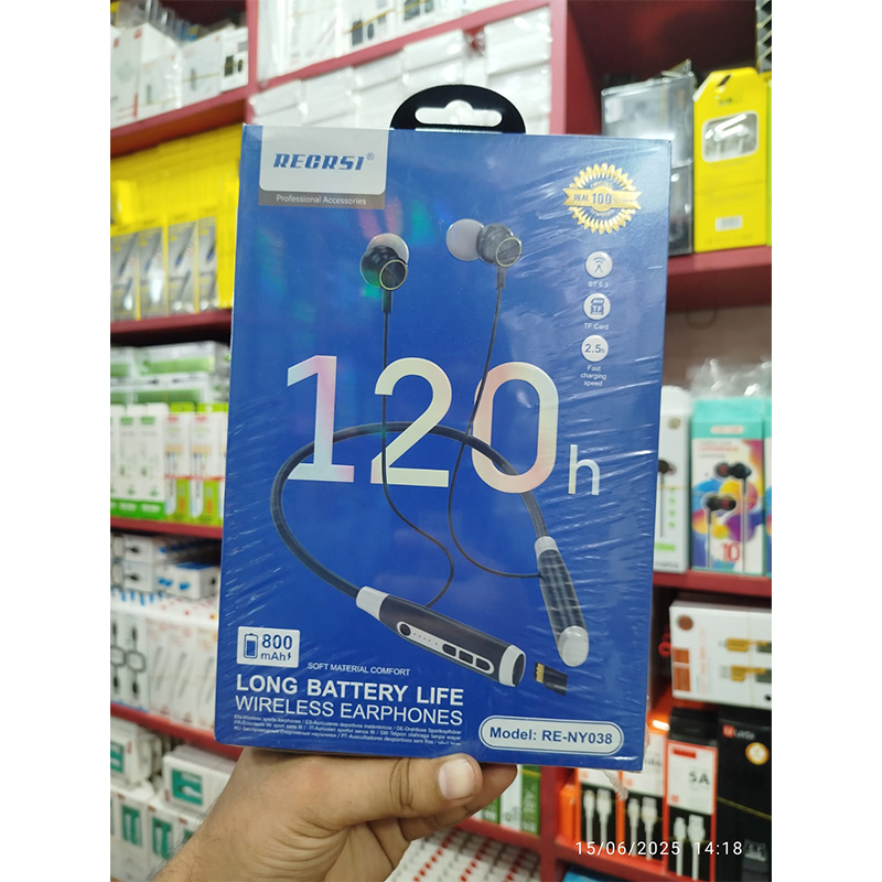 Picture of Regrsi NY-038 Neckband, a model of long battery life wireless earphones.-Multicolor