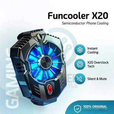 Picture of X20 Mobile Phone Shift Semiconductor Radiator, also known as a phone cooler. This device is designed to prevent mobile phones from overheating, especially during demanding activities like gaming or extended use-Multicolor