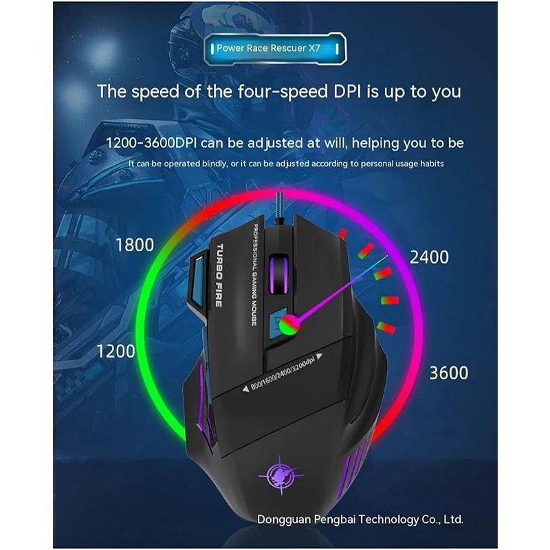 Picture of Gaming Mouse Wired Mouse Gamer Ergonomic Optical Mice For PC Laptop Games Quality 7 Buttons USB Computer Ms7-Multicolor