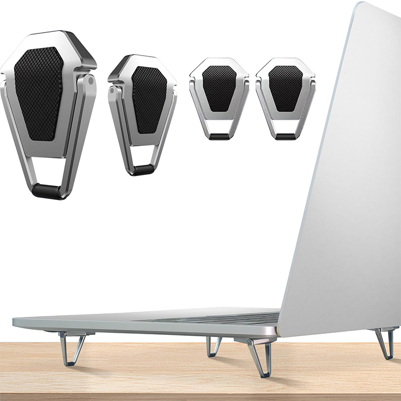 Picture of 1 Pair Mini Metal Foldable Laptop Stand - Zinc Alloy Invisible Cooling Bracket for MacBook/Laptops-Silver