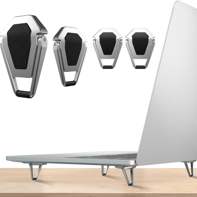 Picture of 1 Pair Mini Metal Foldable Laptop Stand - Zinc Alloy Invisible Cooling Bracket for MacBook/Laptops-Silver