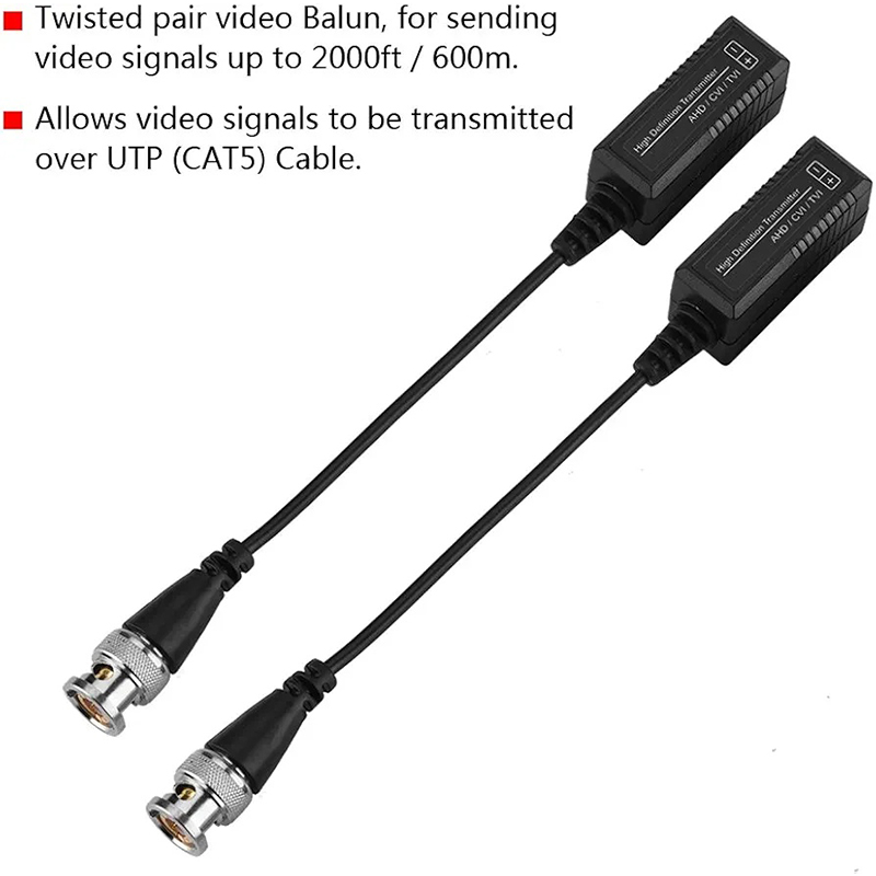 Picture of BNC video balun, a device used in CCTV systems-Black