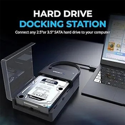 Picture of Abiha USB 3.0 to SATA External Hard Drive Lay-Flat Docking Station for 2.5 or 3.5in HDD, SSD [Support UASP] (EC-DFLT)-Black