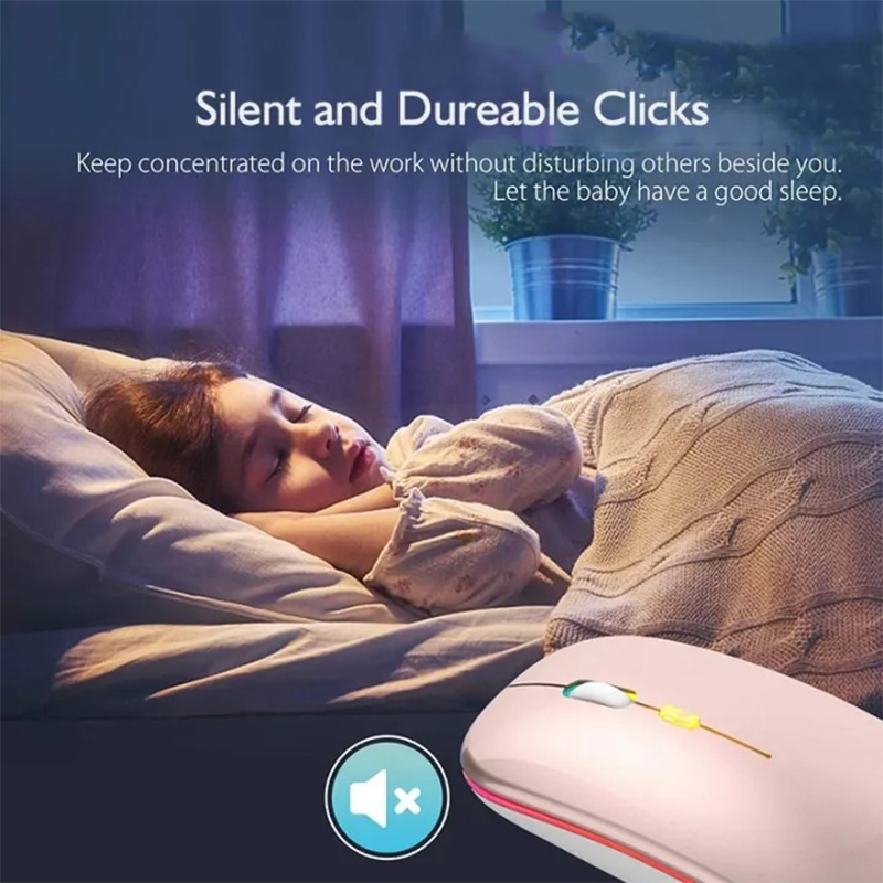 Picture of Wireless Mouse 2.4Ghz Bluetooth Rechargeable Mouse Silent LED Backlit USB Gaming Mouse 1600DPI Mice for Compter PC Laptop