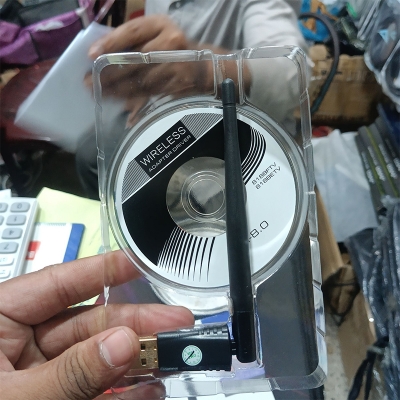 Picture of W114 WiFi adapter. It plugs into a computer's USB port to enable wireless internet connectivity.-Black