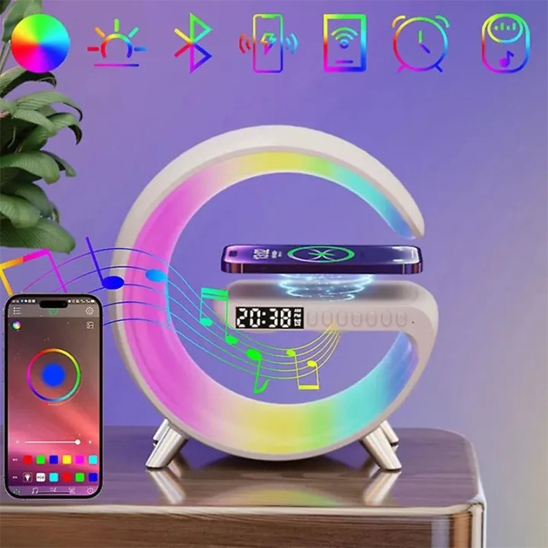 Picture of G63 Smart Light Sound Machine. This device combines several functionalities in one unit, making it a versatile addition to a bedroom or office. -Multicolor