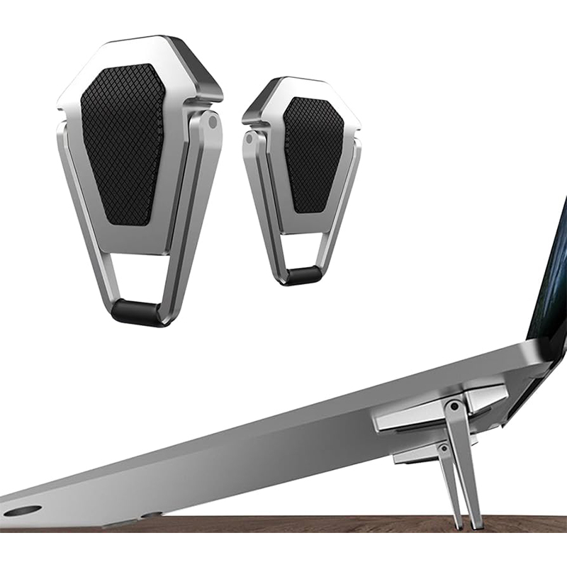 Picture of 1 Pair Mini Metal Foldable Laptop Stand - Zinc Alloy Invisible Cooling Bracket for MacBook/Laptops-Silver