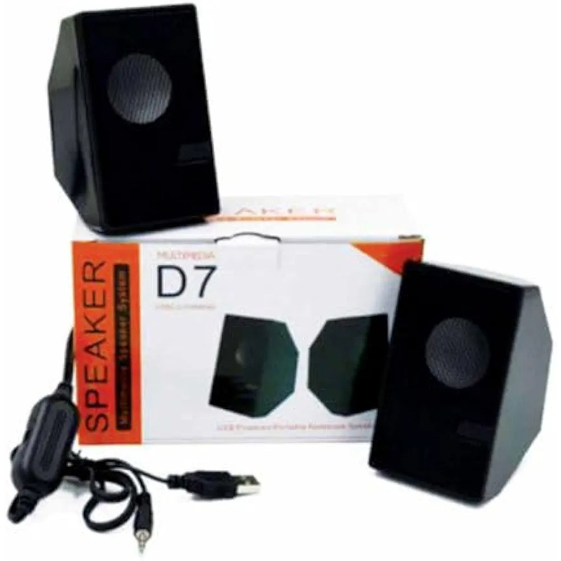 Picture of D7 Mini Speaker system, a portable USB 2.0-channel speaker designed for use with laptops, PCs, MP3 players and other devices-Black