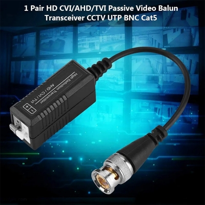 Picture of BNC video balun, a device used in CCTV systems-Black