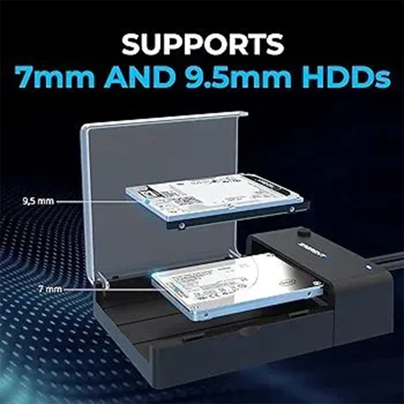Picture of Abiha USB 3.0 to SATA External Hard Drive Lay-Flat Docking Station for 2.5 or 3.5in HDD, SSD [Support UASP] (EC-DFLT)-Black