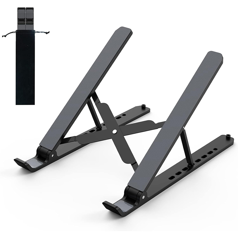 Picture of Laptop Stand for Desk, Adjustable Laptop Riser ABS+Silicone Foldable Portable Notebook Holder, Ventilated Cooling Notebook Mount Computer Stand for 10-17.6” Laptops,Tablets-Black-Black