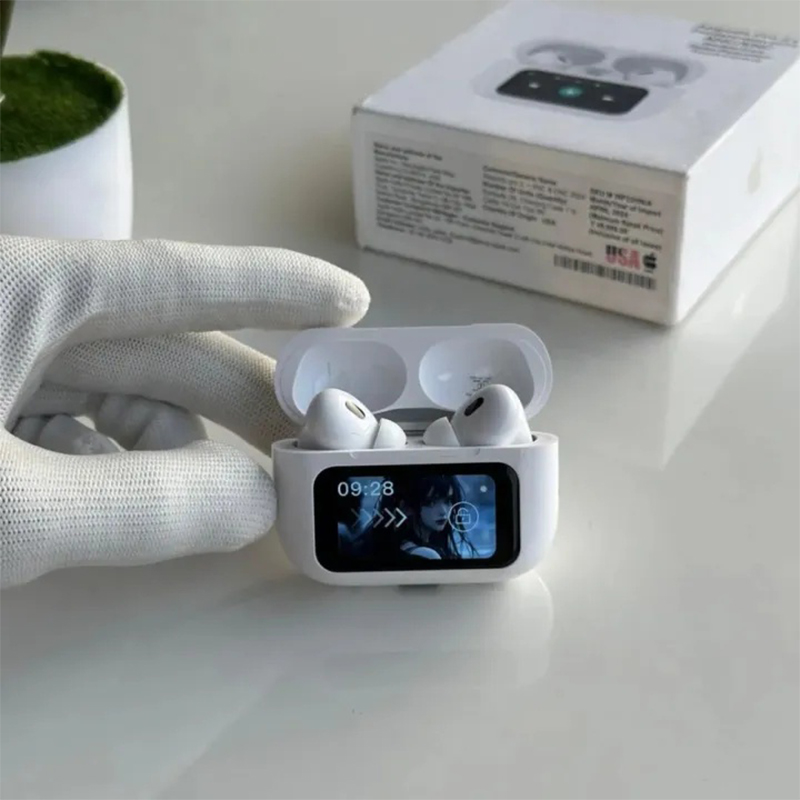 Picture of AirPods Pro 2nd Generation, highlighting its key features such as ANC/ENC (Active Noise Cancellation/Environmental Noise Cancellation), Double Dark Noise Reduction, and Touch Control-Multicolor