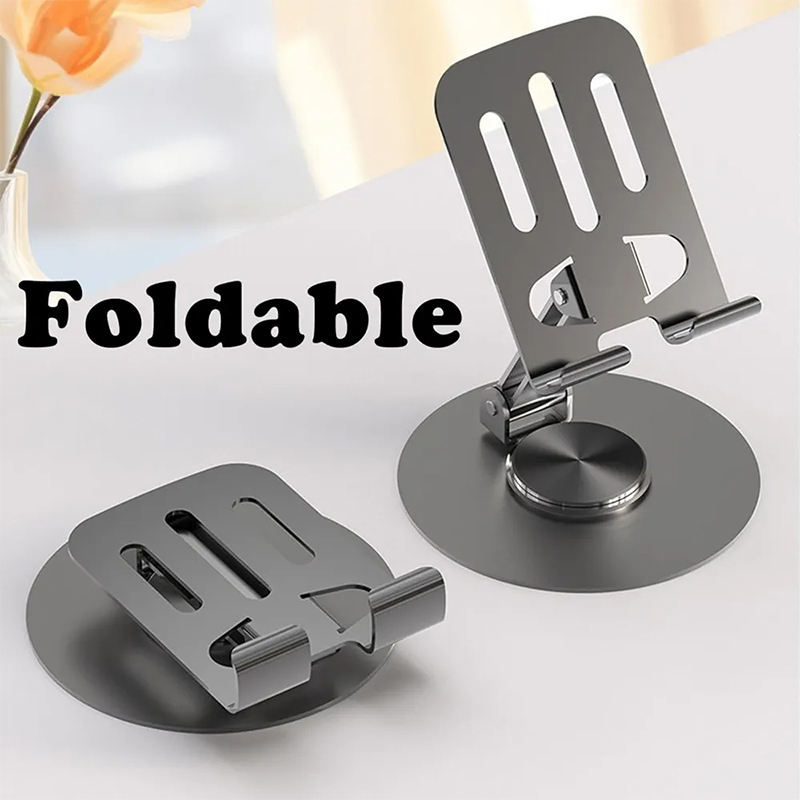 Picture of mobile phone holder, model ZY033, and its packaging. -Silver
