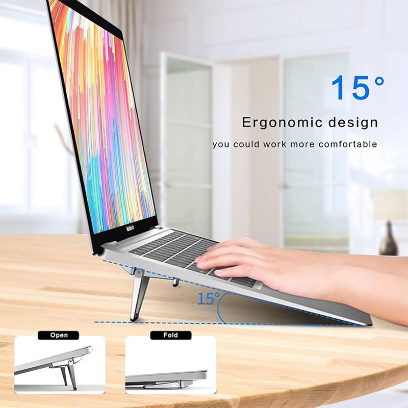 Picture of 1 Pair Mini Metal Foldable Laptop Stand - Zinc Alloy Invisible Cooling Bracket for MacBook/Laptops-Silver