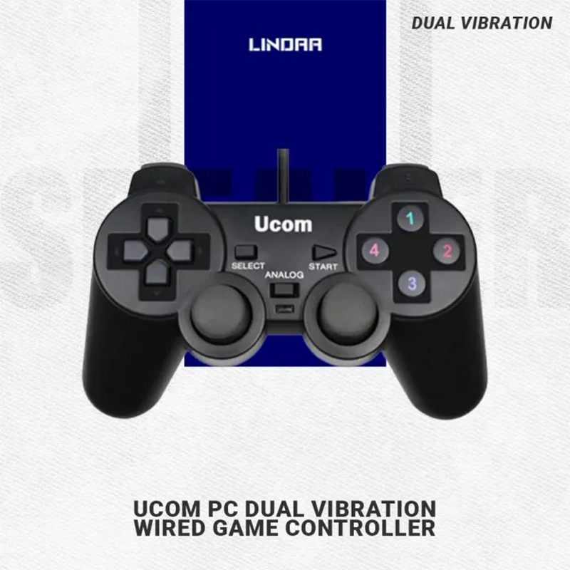 Picture of UCOM PC Dual Vibration Wired Game Controller Gaming Joypad Joystick USB Gamepad Joystick Gamepad Joypad For Win7/ XP For PC Laptop Vibration Gamepads-Black