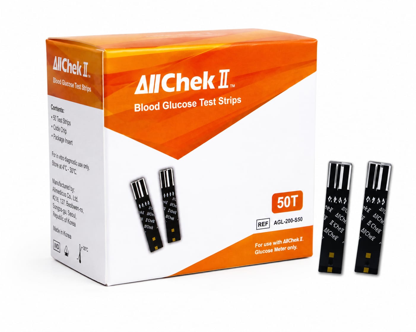 Picture of AllChek II Premium Blood Glucose Test Strips 50 Test Strips for Fast, Accurate & Reliable Blood Sugar Monitoring